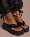 Luna Knot Platform Sandals – Black