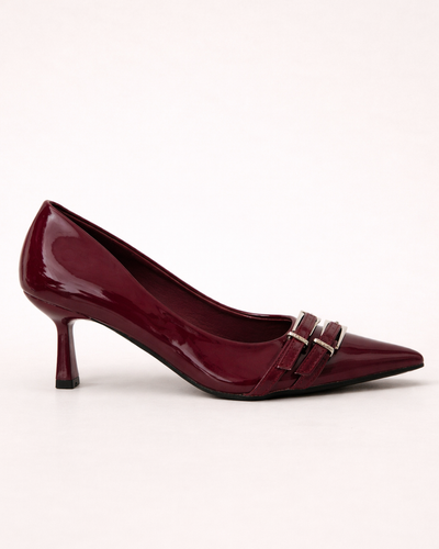 Bordeaux Verniz Double Buckle Luxe