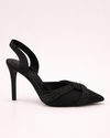 Slingback Negro Stiletto Nudo de Cristal