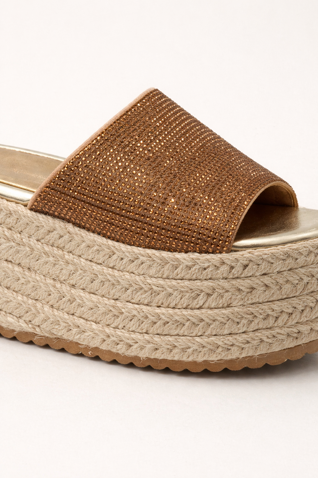 Strass Espadrille Platform Mule – Bronze Glow