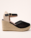 Black Mesh Wedge Espadrille – Raffia Contrast
