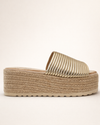 Metallic Ribbed Platform Mule – Gold Espadrille