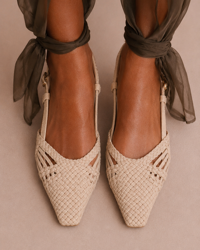 Sahara Woven Heel – Nude Beige