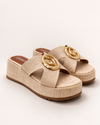 Golden Emblem Raffia Platform Mule – Natural Sand
