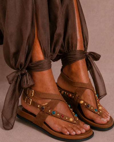 Sandália Boho Jewel Camel
