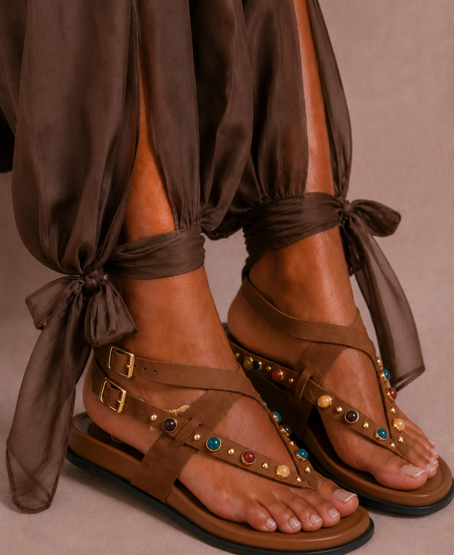Sandália Boho Jewel Camel