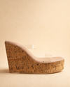 Clear Nude Cork Wedge