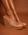 Clear Nude Cork Wedge