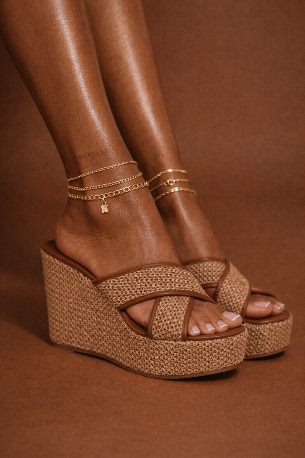 Sandália Crystal Chain Caramel