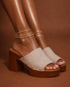 Linen Wood Block Mule