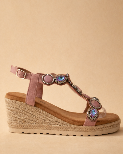 Blush Crystal Espadrille Wedge