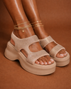 Crystal Platform  Sandal – Nude Beige