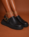 Mule Preto Buckle Urban Luxe