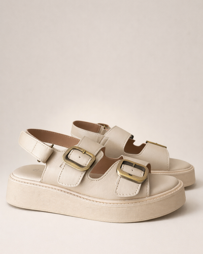 Sandalia beige con hebilla